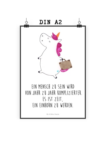 Mr. & Mrs. Panda Poster Einhorn Koffer mit Spruch in Weiß