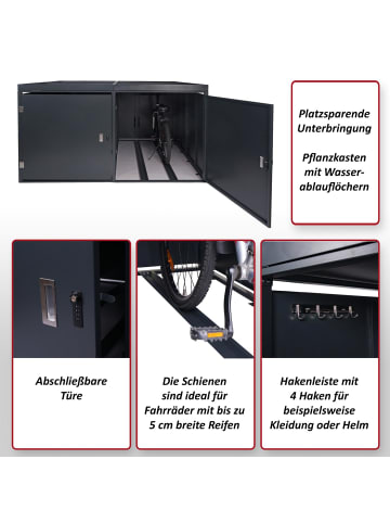 MCW 4er-Fahrradgarage mit Pflanzkasten MCW-L56b, Anthrazit
