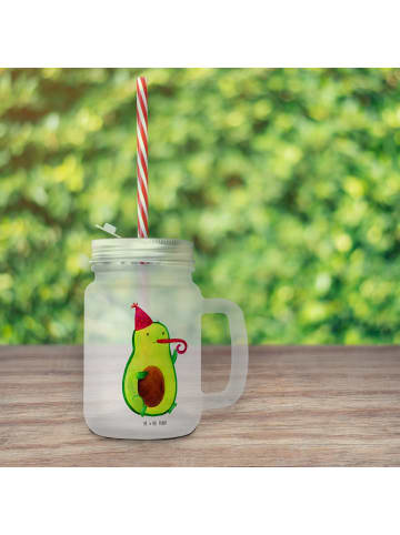 Mr. & Mrs. Panda Trinkglas Mason Jar Avocado Feier ohne Spruch in Transparent