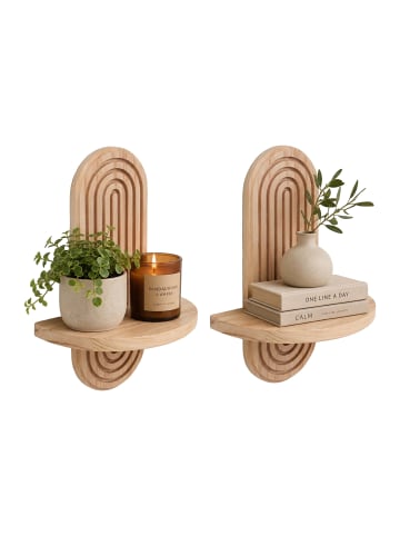 relaxdays 2 x Wandregal in Natur - (B)21,5 x (H)30 x (T)12 cm