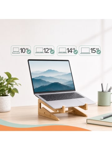 relaxdays Laptop-Ständer in Natur - (B)21 x (H)11,5 x (T)21 cm