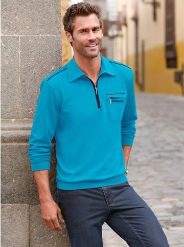 WITT WEIDEN Langarm-Poloshirt in türkis
