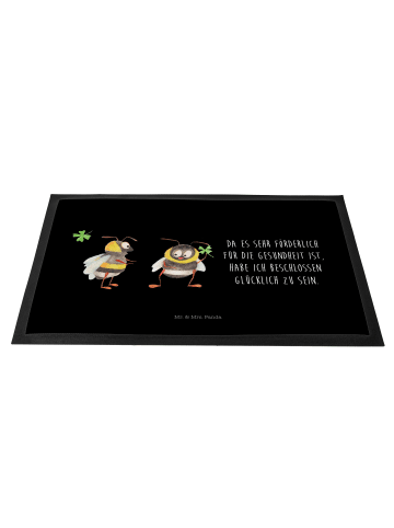 Mr. & Mrs. Panda Fußabstreifer Hummeln Kleeblatt mit Spruch in Schwarz