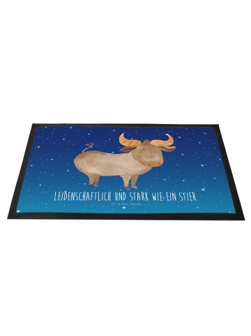 Mr. & Mrs. Panda Schuhabstreifer Sternzeichen Stier mit Spruch in Sternenhimmel Blau