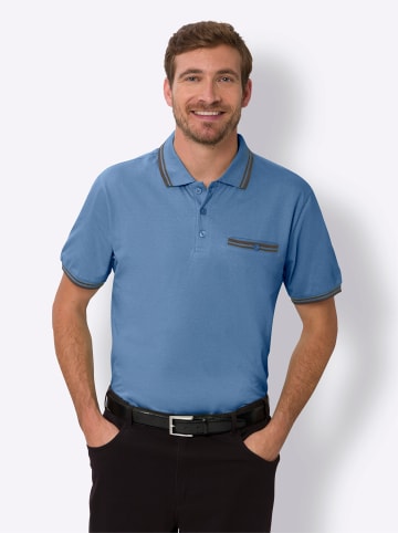 Sieh an! Kurzarm-Poloshirt in mittelblau