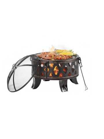 relaxdays Feuerschale in Schwarz/ Bronze - (H)58 x Ø 66 cm