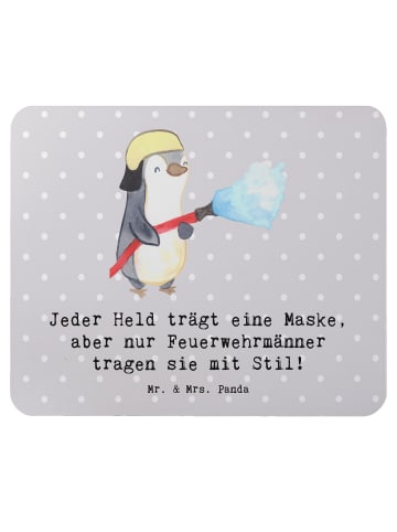 Mr. & Mrs. Panda Maus Pad Stilvolle Feuerwehrmann mit Spruch in Grau Pastell
