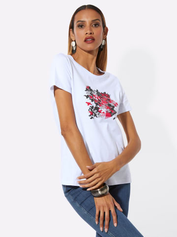 creation L Rundhalsshirt in weiß-rot-bedruckt