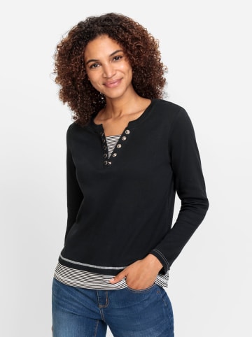 WITT WEIDEN Shirt in schwarz-ecru-geringelt