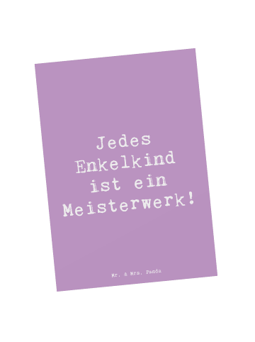 Mr. & Mrs. Panda Postkarte Spruch Enkelkinder Meisterwerk mit Sp... in Lavendeltraum
