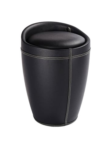 Wenko Pouf CANDY BLACK - Wäschekorb, 2 in 1 in Schwarz, (B) 36 x (H) 51 x (L) 36 cm