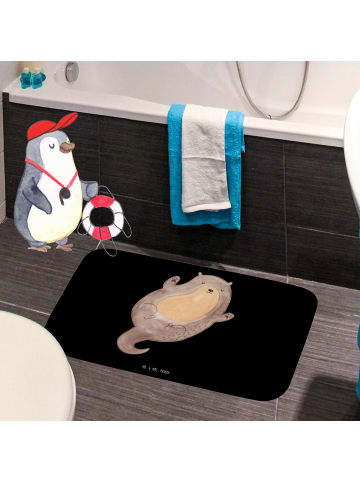 Mr. & Mrs. Panda Badezimmerteppich Otter Umarmen ohne Spruch in Schwarz