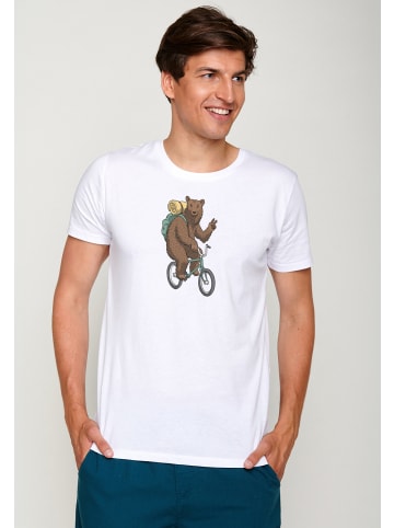 GreenBomb T-Shirt Animal Bear Bike in Weiß