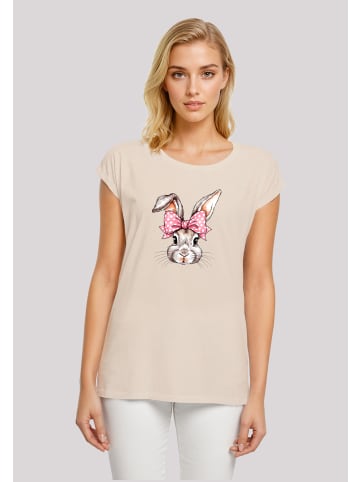 F4NT4STIC Extended Shoulder T-Shirt Niedlicher Hase mit Schleife in Whitesand