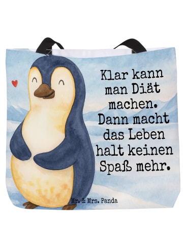 Mr. & Mrs. Panda Tote Bag Pinguin Diät Design mit Spruch in Weiß