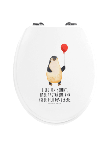 Mr. & Mrs. Panda Motiv WC Sitz Pinguin Luftballon mit Spruch in Weiß
