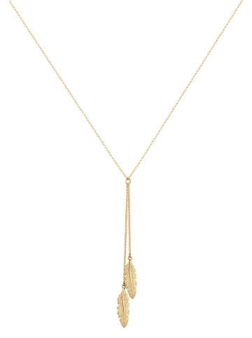 Elli Halskette 925 Sterling Silber Boho, Feder in Gold