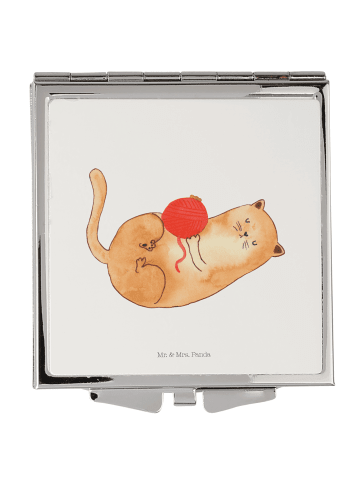 Mr. & Mrs. Panda Schminkspiegel Katze Wolle ohne Spruch in Weiß