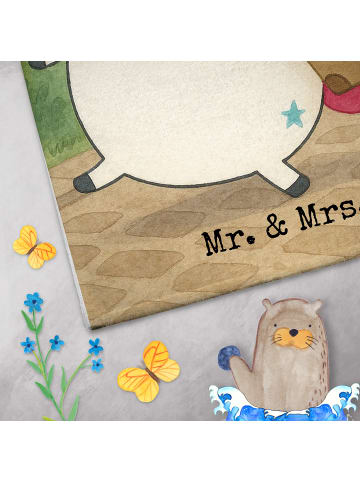 Mr. & Mrs. Panda Gästehandtuch Einhorn Koffer Design mit Spruch in Weiß