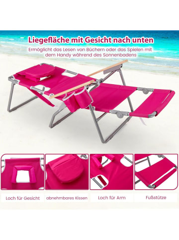 COSTWAY Campingstuhl mit Fußteil Strandstuhl in Bordeaux