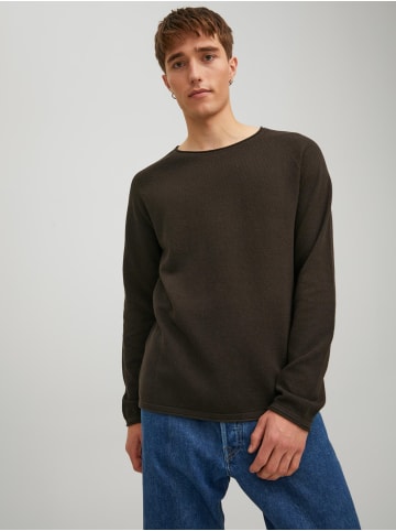 Jack & Jones Rundhals Strickpullover Langarm Sweater aus Baumwolle JJEHILL in Dunkelbraun