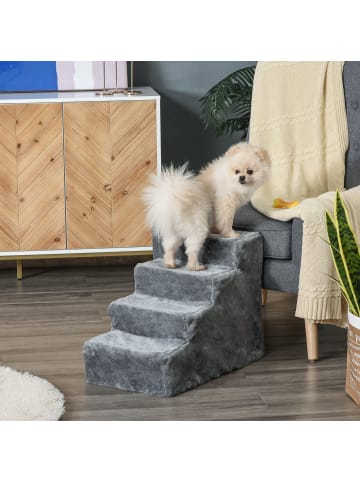 Pawhut Hundetreppe Hellgrau 46L x 35B x 35H cm