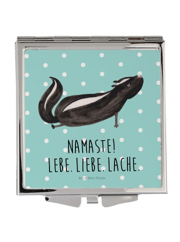 Mr. & Mrs. Panda Taschenspiegel klappbar Stinktier Yoga mit Spruch in Türkis Pastell