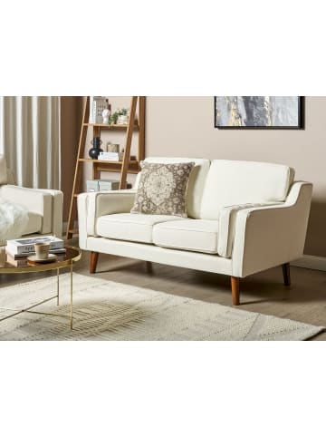 Beliani 2-Sitzer Sofa LOKKA in Weiß/Heller Holzfarbton - (W) 150 x (H) 85 x (L) 83 cm