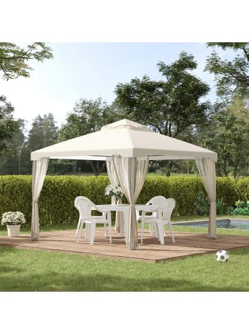 Outsunny Pavillon 294L x 294Bx 265H cm Cremeweiß