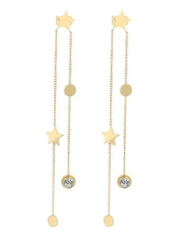 Adeliás Damen Anhänger – Stern Anhänger aus Edelstahl mit Strass Steinchen in gold