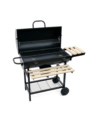 relaxdays Holzkohlegrill in Schwarz/ Natur – (B)114,5x(H)95x(T)69 cm