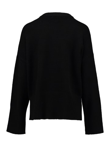 Hailys Bequemer Pullover mit weitem Schnitt und Rippdetails in Schwarz