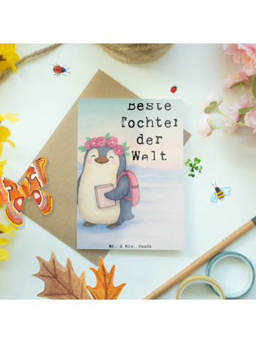 Mr. & Mrs. Panda Grußkarte Pinguin Beste Tochter der Welt Design... in Weiß