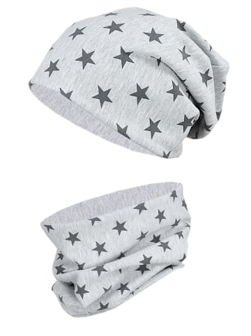 TupTam Unisex Kinder Beanie Mütze Schlauchschal Set in grau