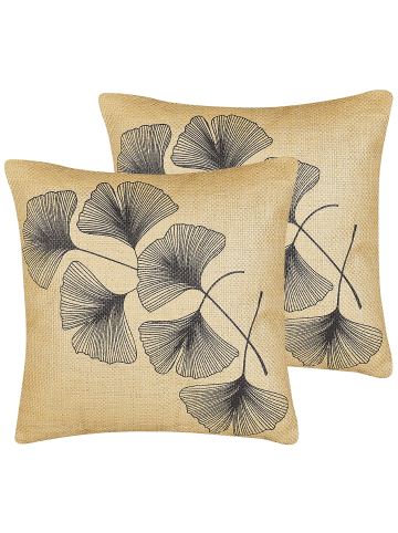 Beliani 2er-Set Dekokissen WAKAD in Beige/Schwarz