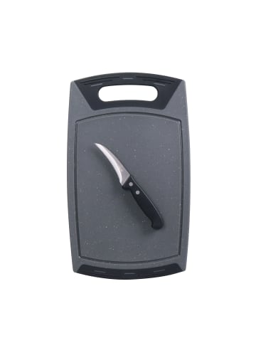 Stoneline Schneidebrett 36x22 cm und Gemüsemesser Set 2-teilig in Schwarz