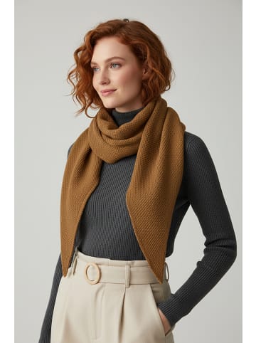 Faera Weicher Strickschal mit dezenter Struktur in Braun-2