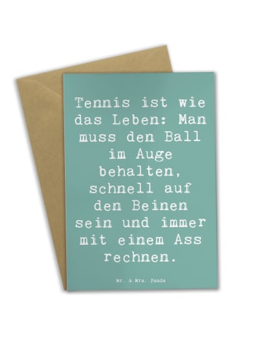 Mr. & Mrs. Panda Klappkarte Spruch Tennis Lebensweisheit mit Spruch in Meeresbrise