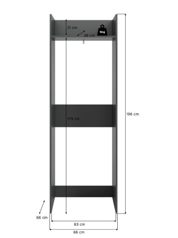 ebuy24 Waschmaschinenschrank Free Anthrazit 66 x 66 cm