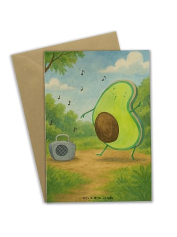 Mr. & Mrs. Panda Grußkarte Avocado Tanzen Design ohne Spruch in Weiß