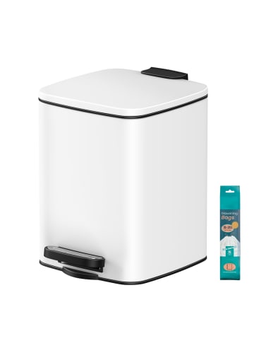 SONGMICS Kosmetikeimer Plushic in Weiß - (B)19.3 x (H)25.5 x (T)23.9 cm - 6 L