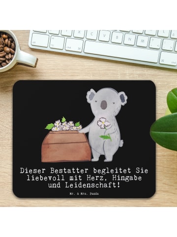 Mr. & Mrs. Panda Mauspad Bestatter Herz mit Spruch in Schwarz