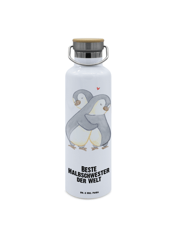 Mr. & Mrs. Panda Thermosflasche Pinguin Beste Halbschwester der ... in Weiß