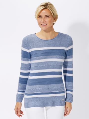 WITT WEIDEN Rundhalspullover in bleu-geringelt