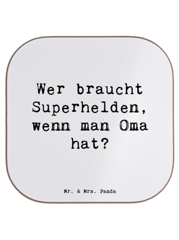 Mr. & Mrs. Panda Flaschenuntersetzer Spruch Oma Heldin mit Spruch in Weiß