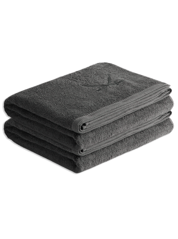 Sansibar 2er Badetuch-Set „Frottier-Kollektion Classic“, 90x180 cm in Anthrazit