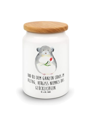Mr. & Mrs. Panda Keksdose Chinchilla Blume mit Spruch in Weiß