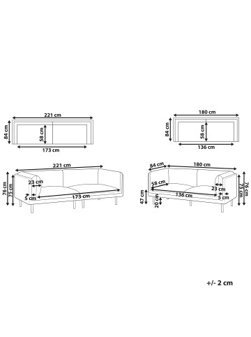 Beliani 2-tlg Sitzgruppe VORGOD in Weiß