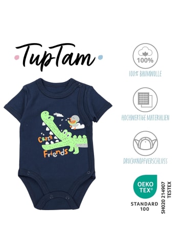 TupTam Baby Jungen Kurzarm Wickelbody 5er Set in blau/gelb
