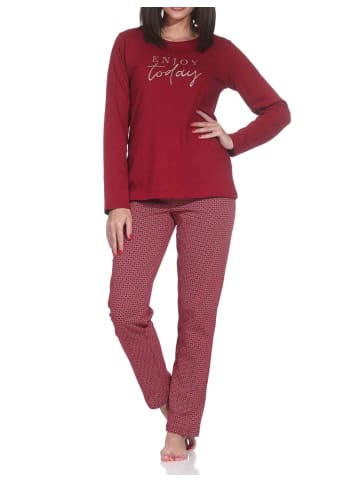 NORMANN Schlafanzug Pyjama langarm in rot